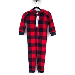 Old Navy Kids Matching Pajamas Gingham Plaid Hooded One Piece Unisex NWT XS